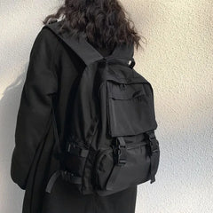 Plain Multi-Pocket Nylon Backpack