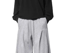 Drawstring Waist Plain Barrel Leg Baggy Sweatpants