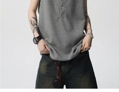 Mock Two-Piece Crewneck Plain Tank Top