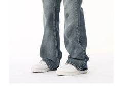 Mid Rise Washed Flared Jeans