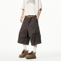 Mid Rise Plain Cargo Shorts