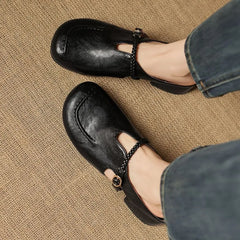 Faux Leather Cutout Mary Jane Mules