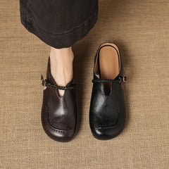 Faux Leather Cutout Mary Jane Mules