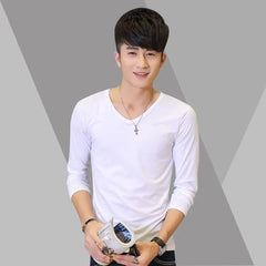 Long-Sleeve Slim Fit Plain T-Shirt