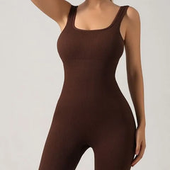 Sleeveless Plain Yoga Jumpsuit