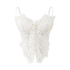 Slit Lace Crop Corset Top