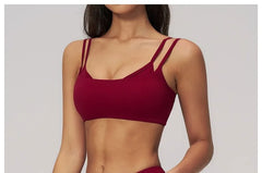 Plain Mock Two Piece Sport Bra Top