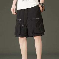 Drawstring Waist Plain Cargo Shorts