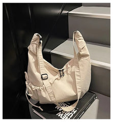 Nylon Plain Shoulder Bag