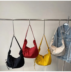 Nylon Plain Shoulder Bag