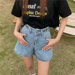 Mid Rise Wide Leg Denim Shorts