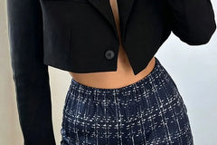 High Waist Plaid Slim-Fit Shorts