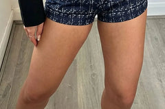 High Waist Plaid Slim-Fit Shorts