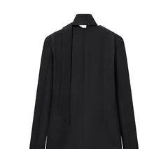 Long Sleeve V Neck Plain Blazer With Scarf