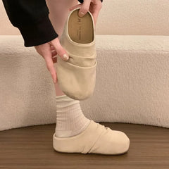 Platform Ruched Faux Suede Mules