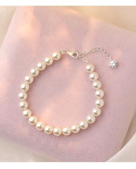 999 Silver Faux Pearl Bracelet
