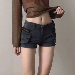 Low Waist Denim Hot Pants