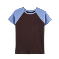 Short-Sleeve Crew Neck Raglan Crop T-Shirt