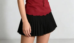 Short Sleeve Off Shoulder Plain Lace Panel Tie-Front Sheer Top