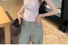 V-Neck Tie-Front Polka Dot Slim-Fit Tank Top