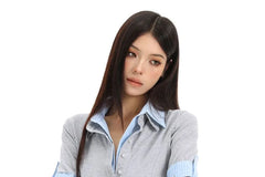 Mock Two-Piece Short-Sleeve Striped Collar Polo Shirt