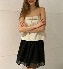 Bow Detail Plain Loose-Fit Camisole Top