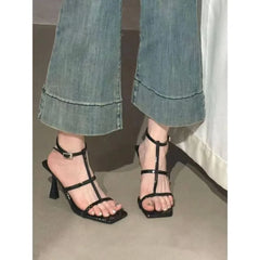 Square Toe Stiletto Heel Sandals