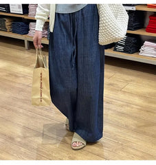 Maternity Drawstring Waist Cropped Wide Leg Jeans