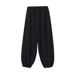 Elastic Waist Plain Cropped Harem Pants