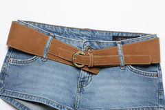 Low Rise Washed Denim Hot Pants