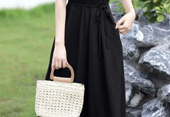Sleeveless Round Neck Plain Wide Leg Jumpsuit