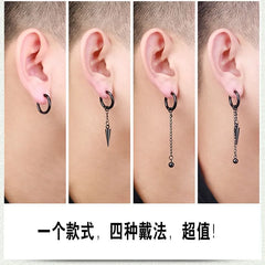 Unisex Stainless-Steel Chained Drop Earring