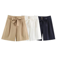 Mid Rise Plain Shorts