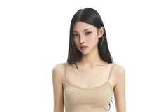 Plain Lace Trim Slim Fit Crop Camisole Top