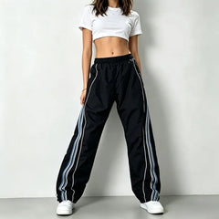 Low Rise Striped Loose-Fit Wide-Leg Sweatpants