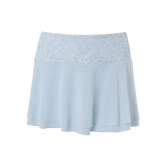 Set: Cap-Sleeve Sweetheart-Neckline Fishbone Lace Top + Mid Rise Mini A-Line Skirt