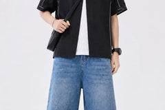 Mid Rise Washed Rhinestone Denim Shorts