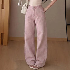 High Waist Washed Wide Leg Jeans