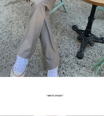 High Waist Plain Loose Fit Straight Leg Dress Pants