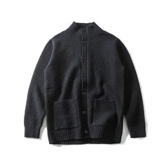 Mock-Neck Knit Cardigan