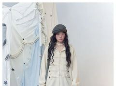 Oversized Baroque Zipper Hooded Knit Cardigan