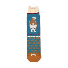 Shibajiri Kun Dog Print Socks Saxe Blue