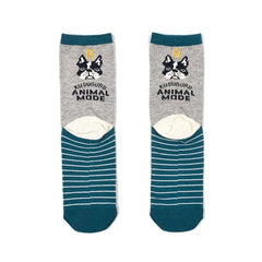 Animal Mode French Bulldog Pauro Dog Print Socks Gray