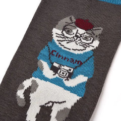 Cinnamon Cat Print Socks Brown