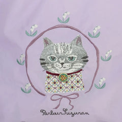 Parlor Suzurando Water Repellent Cat Embroidery Tote Bag M Size Purple