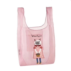 Parlor Suzurando Cat Chiffon Fabric Shopping Bag Pink