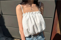 Spaghetti Strap Plain Bubble Camisole Top