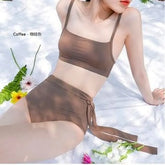 Plain High-Waist Bikini Set
