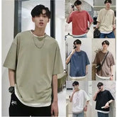 Oversized Mock Two-Piece Plain T-Shirt