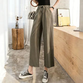 Drawstring Linen Cotton Wide-Leg Crop Pants
